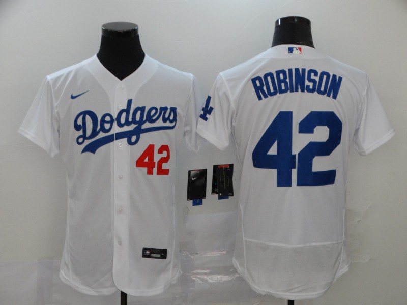 Men Los Angeles Dodgers #42 Robinson White Nike Elite MLB Jerseys